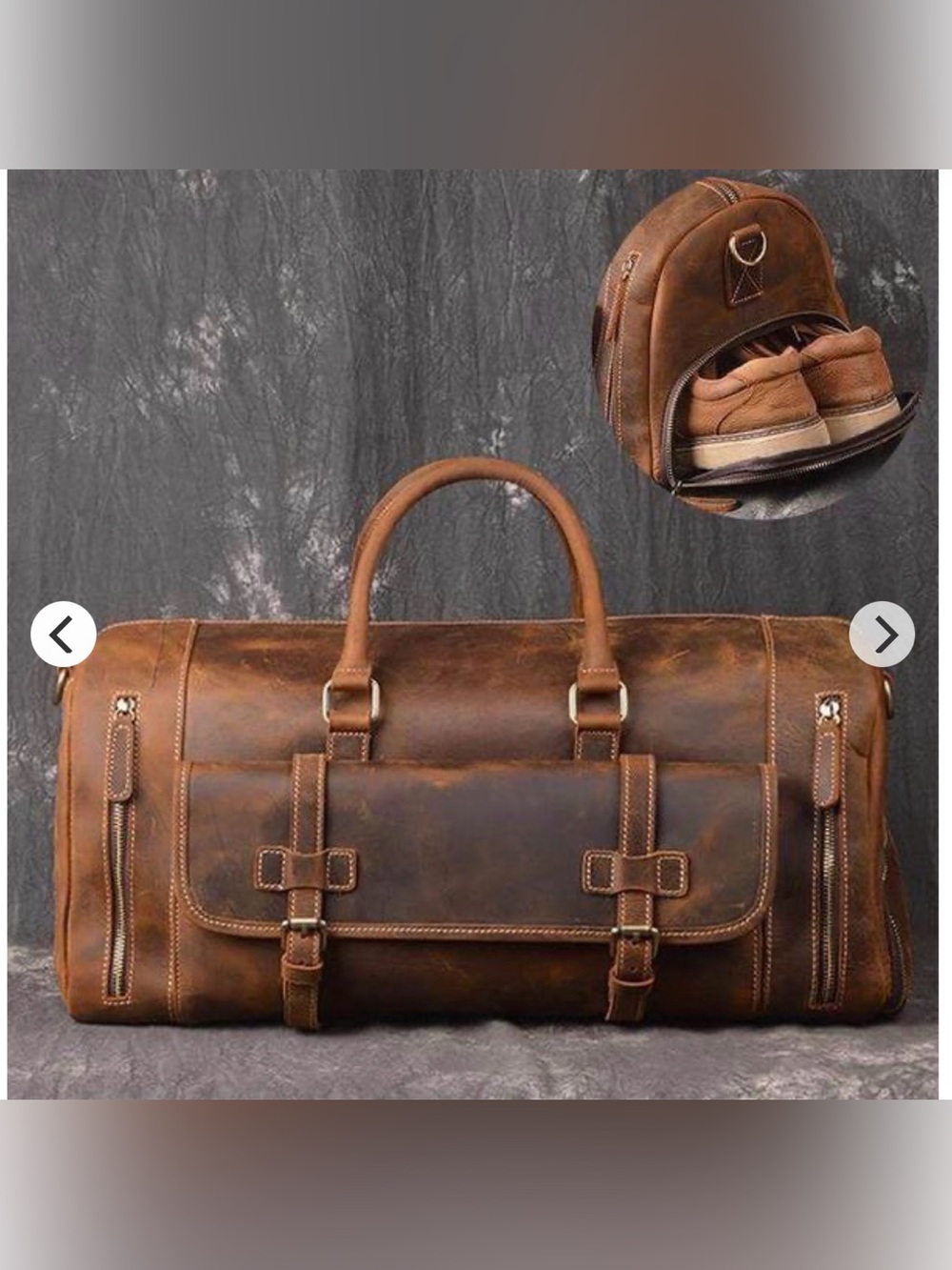 American Bison Juniper Leather Duffel Bag - Men 20”